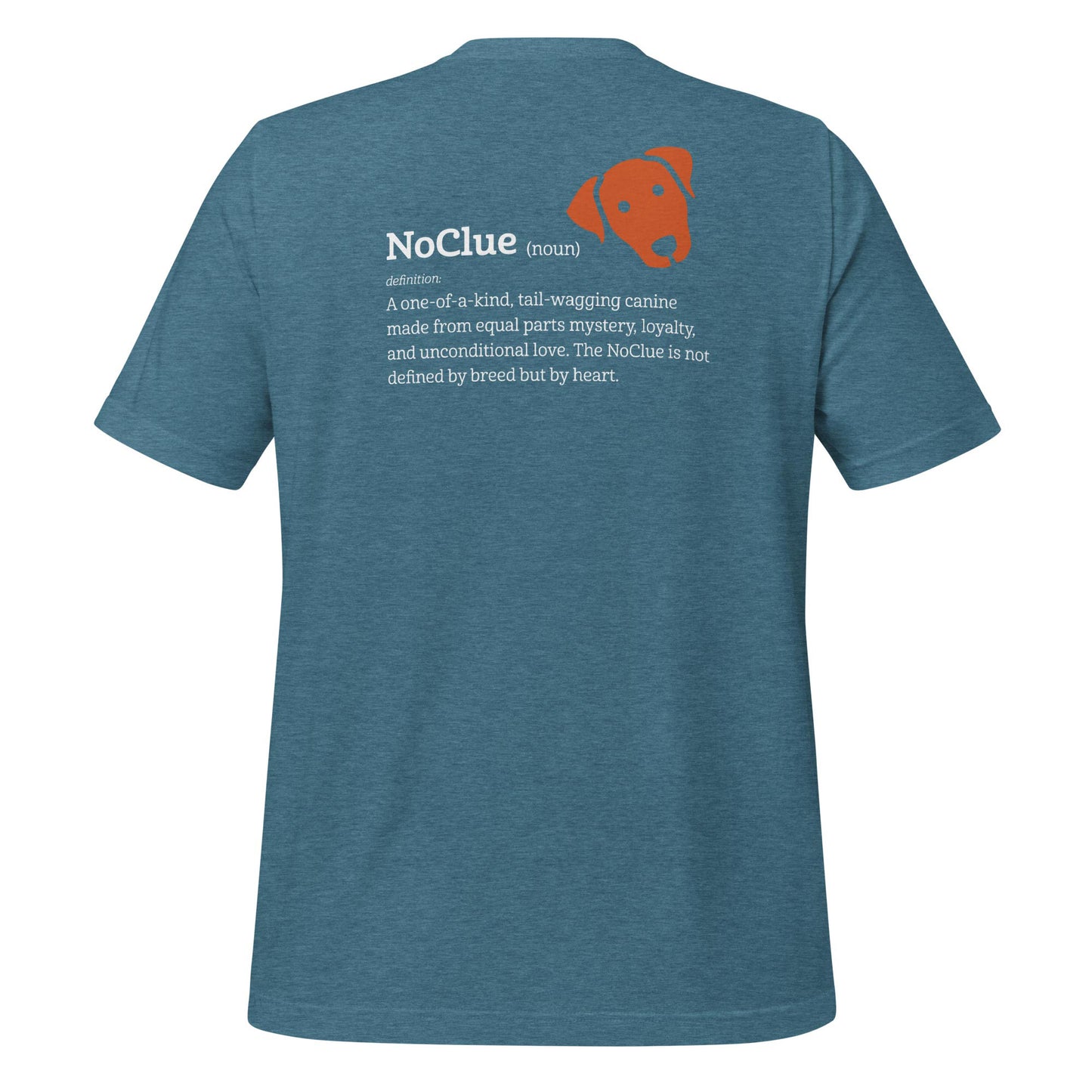 NoClue Dog Breed Definition Unisex T-Shirt Heather Deep Teal Back