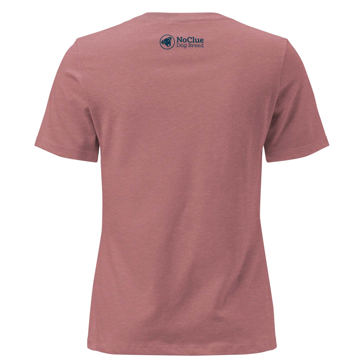 Back view of mauve All Dogs Welcome women’s t-shirt, relaxed fit cotton blend