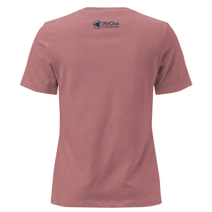 Back view of mauve All Dogs Welcome women’s t-shirt, relaxed fit cotton blend