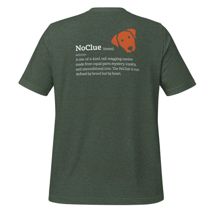 NoClue Dog Breed Definition Unisex T-Shirt Heather Forest Back